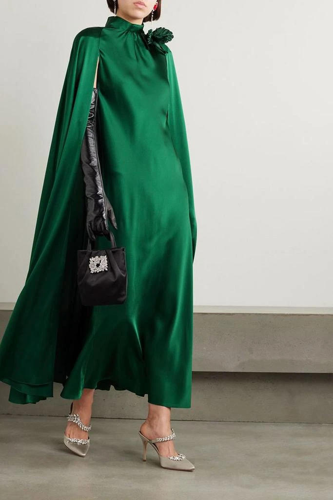 Rodarte Cape-effect appliquéd silk-charmeuse gown 2