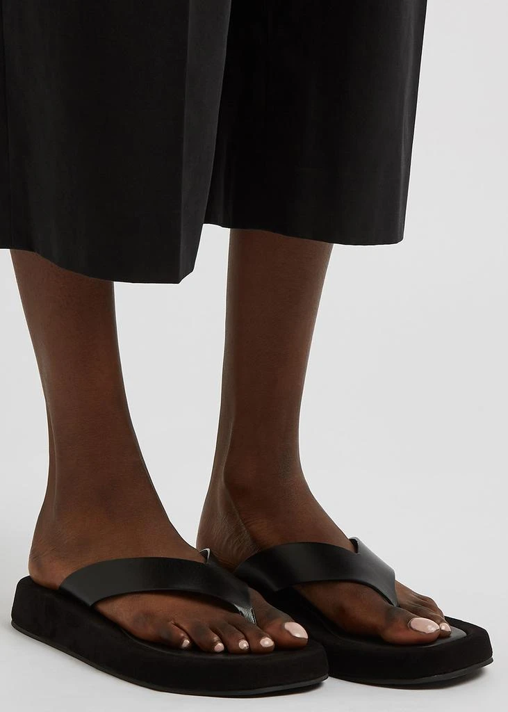 The Row Ginza black leather flip flops 5