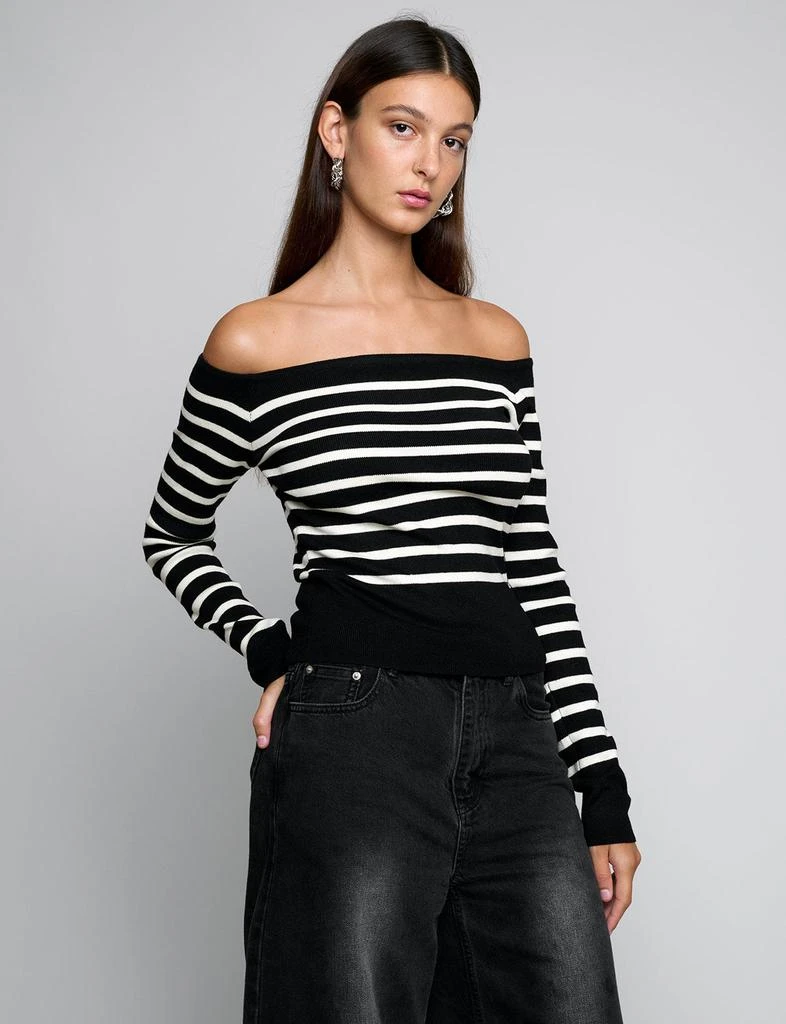 Pixie Market Marcel Stripe Off The Shoulder Top 1