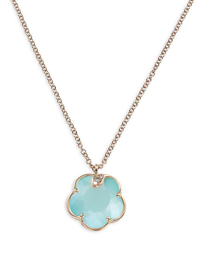 Pasquale Bruni 18K Rose Gold Petit Joli Turquoise 
White Moonstone Doublet 
Diamond Pendant Necklace, 16.7"