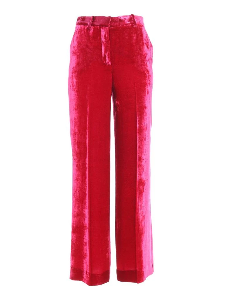 P.A.R.O.S.H. P.A.R.O.S.H. Pleat Detailed Wide-Leg Velvet Trousers 1