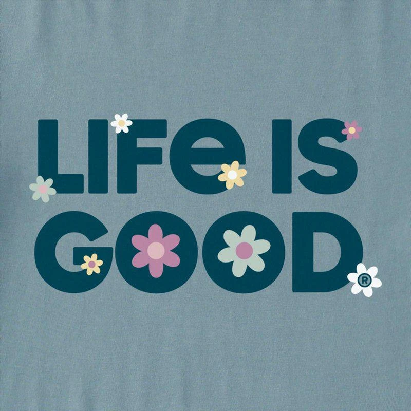 Life is Good Daisies Long Sleeve Tee In Smoky Blue 2