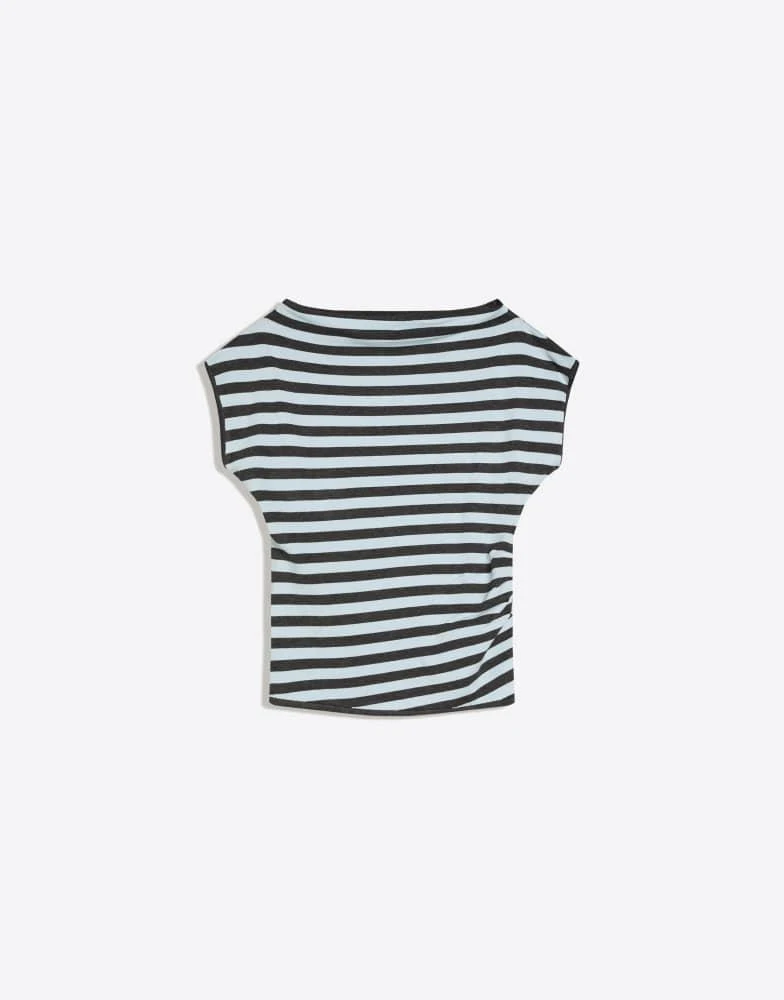 Bershka Bershka Asymmetric striped top in denim blue