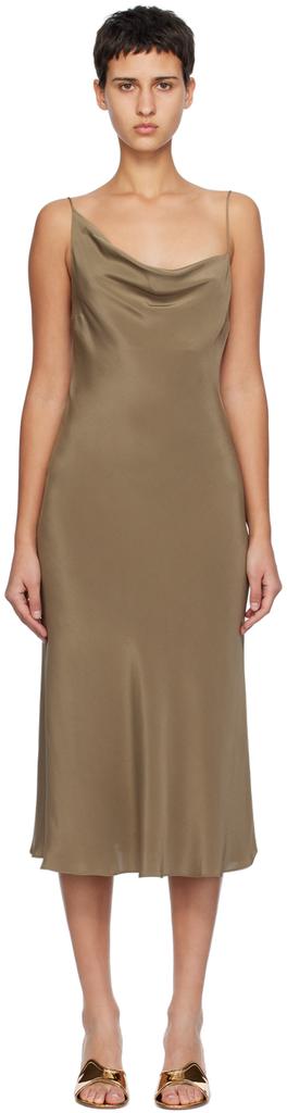 Silk Laundry Khaki Carrie Midi Dress