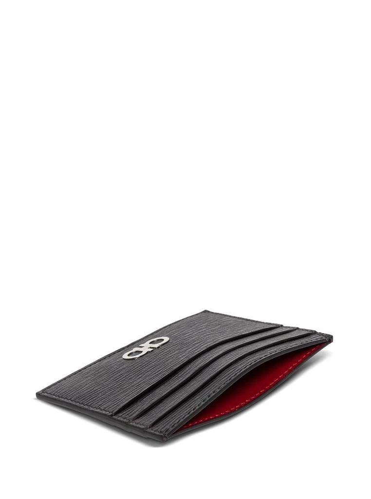 Salvatore Ferragamo Salvatore Ferragamo Man'S Revival Black  Leather Card Holder With Gancini Buckle 3