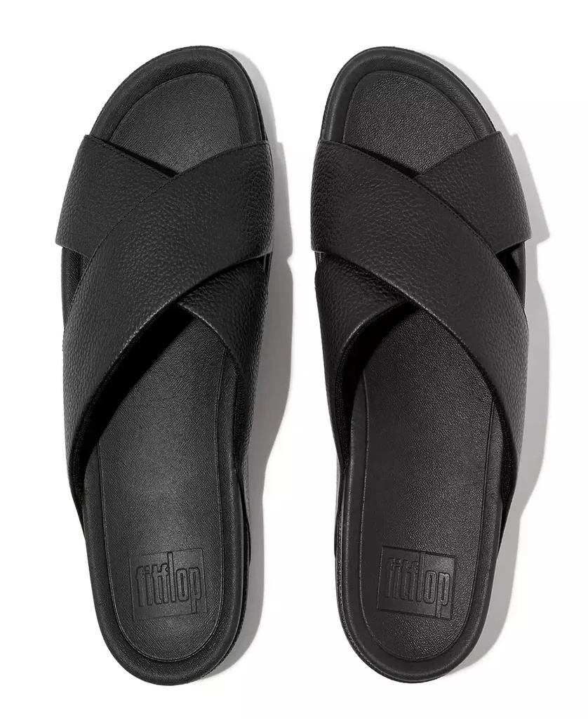 FitFlop Men's Tumbled-Leather Cross Slides 3
