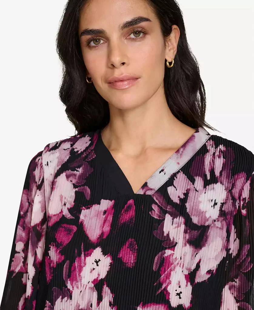 Calvin Klein Women's Petite V-Neck Long-Sleeve Blouse 3