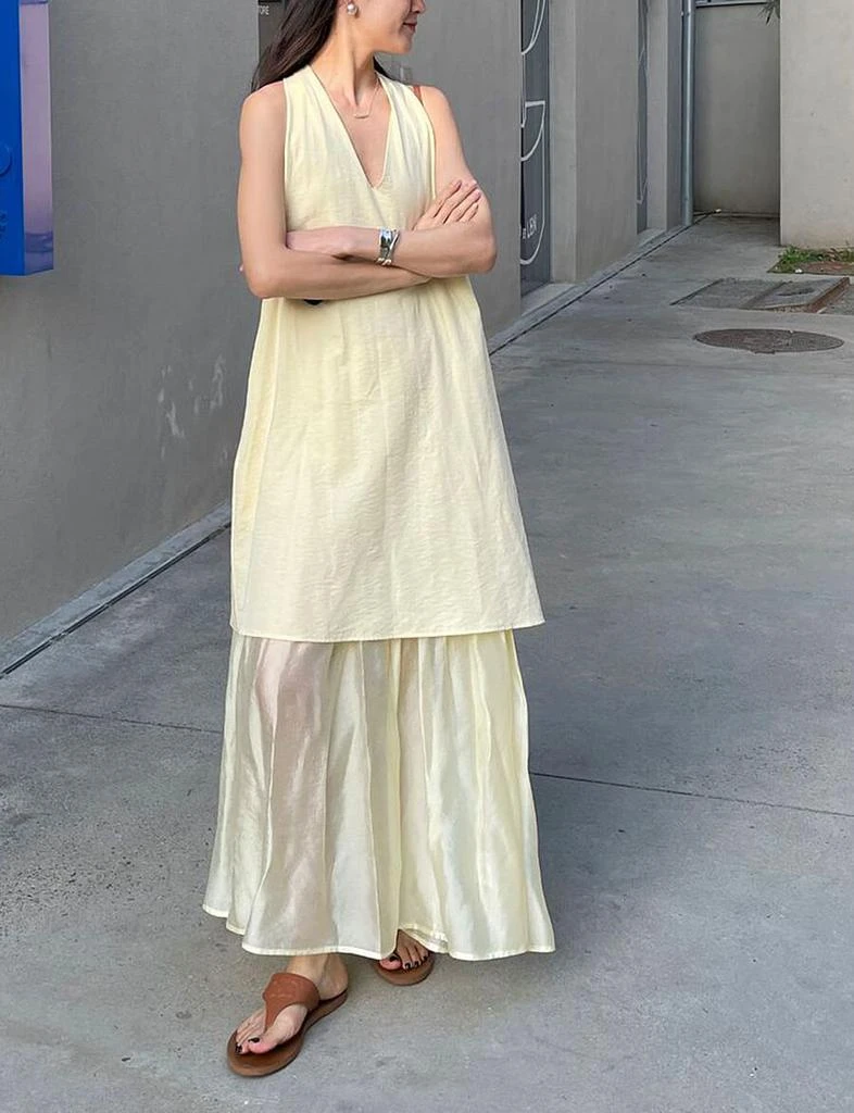 Pixie Market Dakota Layered Dress in Pale Yellow 8