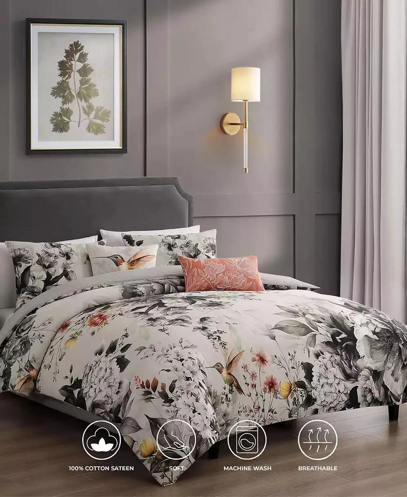 Bebejan Vintage Bloom Bedding 100% Cotton Sateen 5 Piece Queen Size Reversible Comforter Set 2