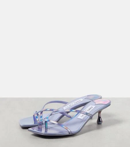 Jimmy Choo Etana 50 metallic leather mules 5