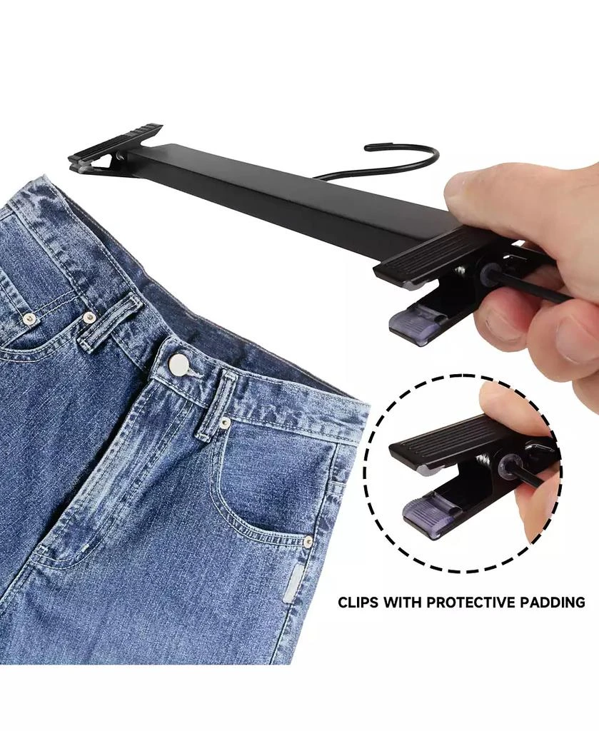 BP4U 12-Pack Premium Wooden Pants Hangers with Adjustable Clip, Heavy Duty Solid Wood Skirt Bottom Hangers for Trousers, Dress Slacks, Dresses, Shorts 4