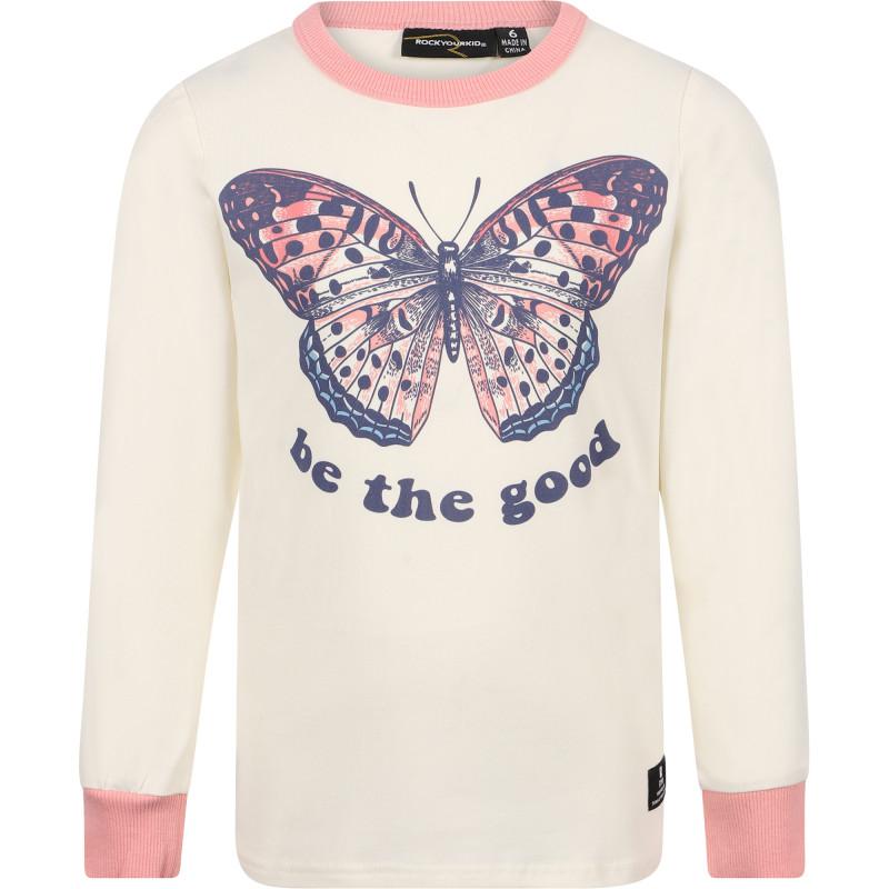 Rock Your Baby Be the good butterfly print long sleeved t shirt in white