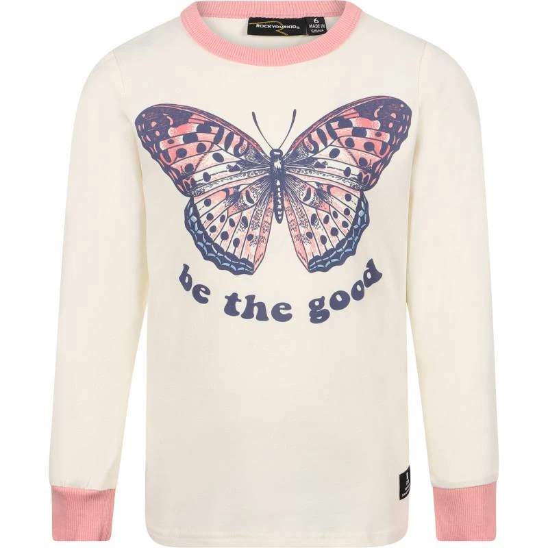 Rock Your Baby Be the good butterfly print long sleeved t shirt in white 1