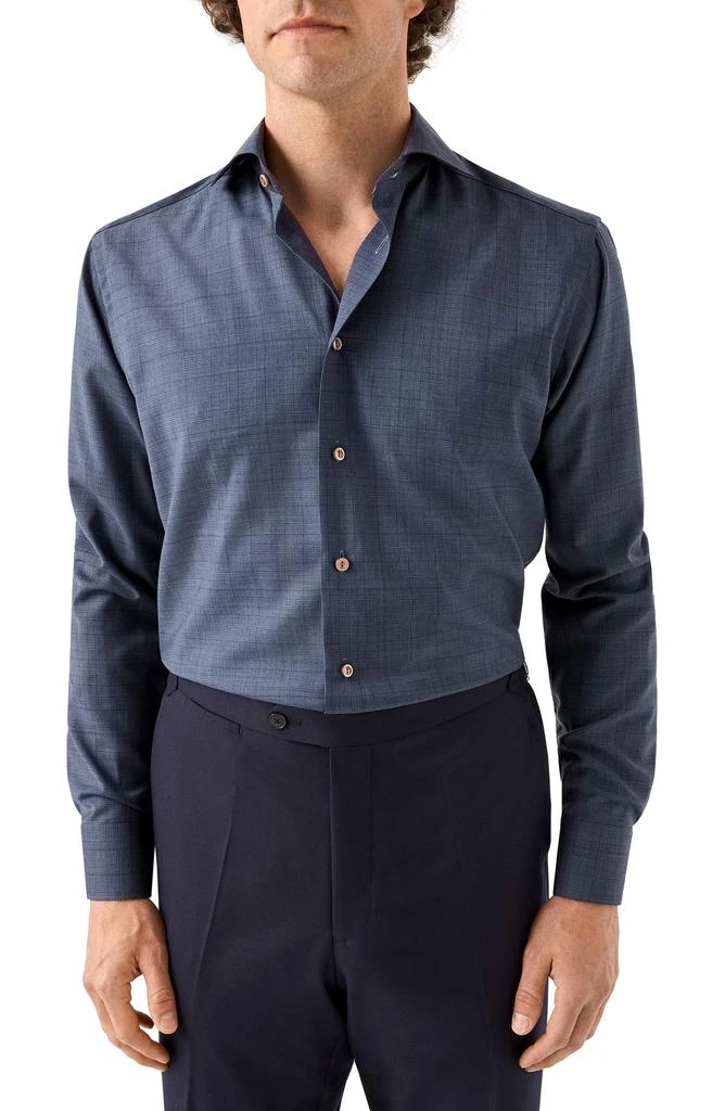 Eton Slim Fit Glen Plaid Wool Dress Shirt 1