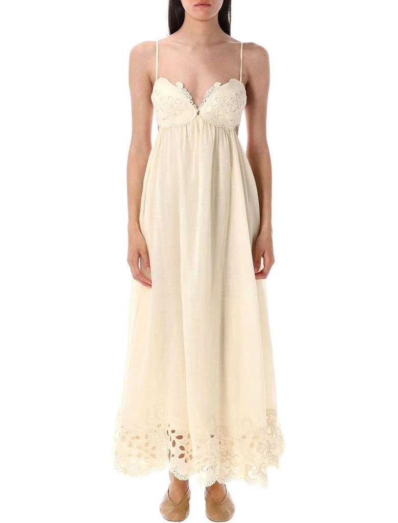 zimmermann white embroidered dress ZIMMERMANN white 100% linen embroidered anglais cotton sundress Sz.2 M –  JHROP main image 1