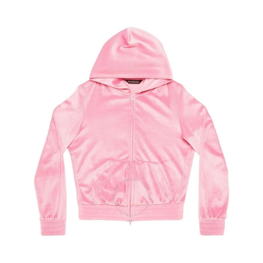 Balenciaga Ladies Pink BB Paris Strass Zip-Up Hoodie 1