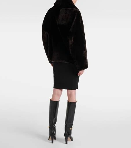 Nour Hammour Lyra scarf-detail shearling jacket 3