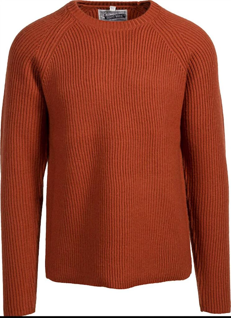 Schott Men's Merino Wool Crewneck Sweater In Rust 2