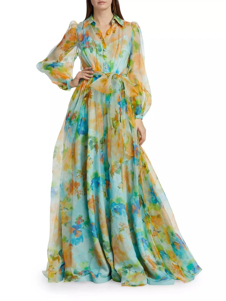 Badgley Mischka Belted Silk Organza Gown 2