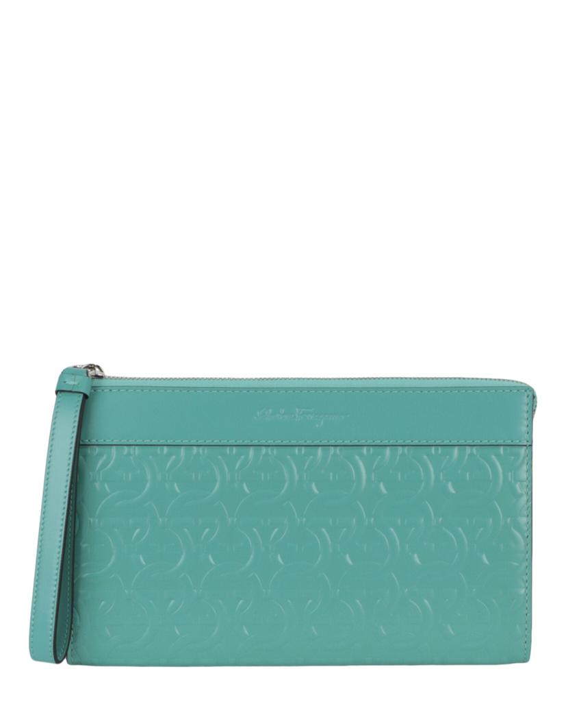 Salvatore Ferragamo Gancini Embossed Leather Clutch