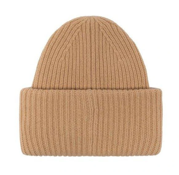 Shop Acne Studios Logo Patch Knitted Beanie on Sale at  display picture 1