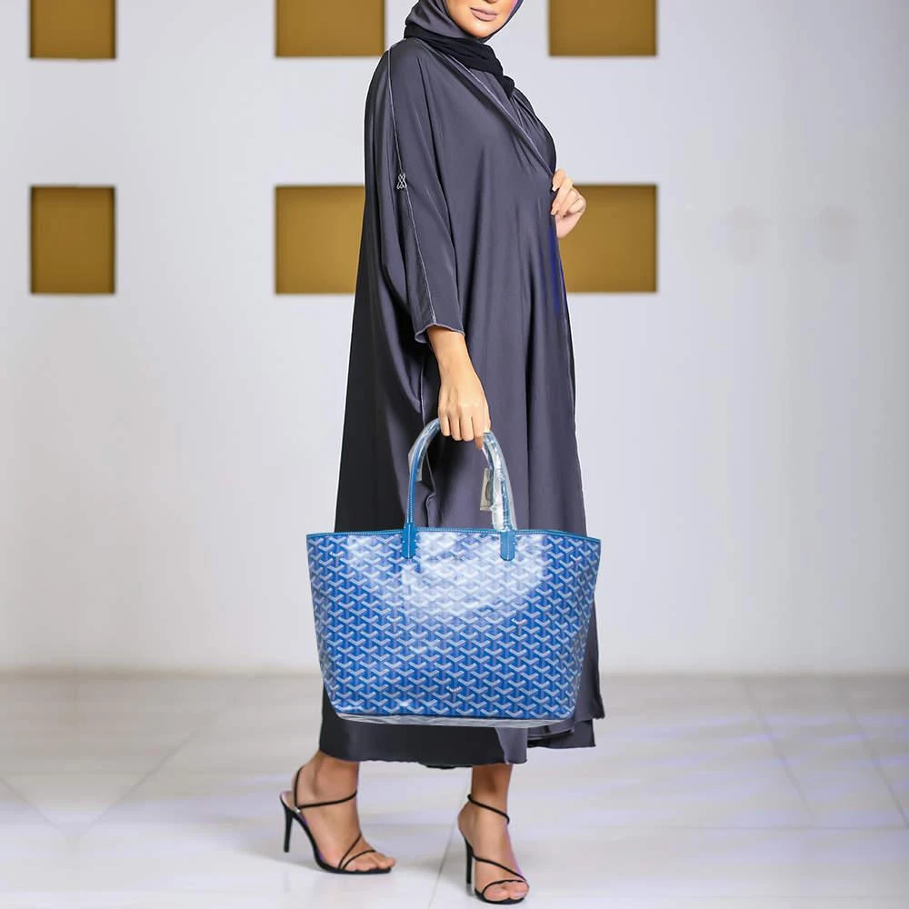 Goyard Goyard Blue Goyardine Coated Canvas and Leather Saint Louis PM Tote 2