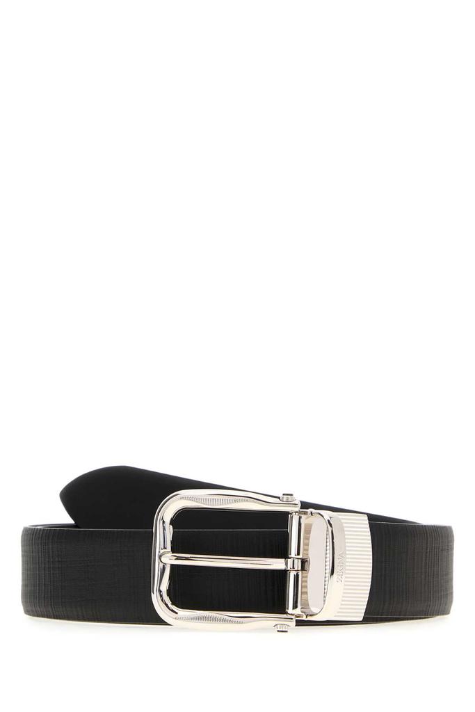 Zegna Black Leather Reversible Belt