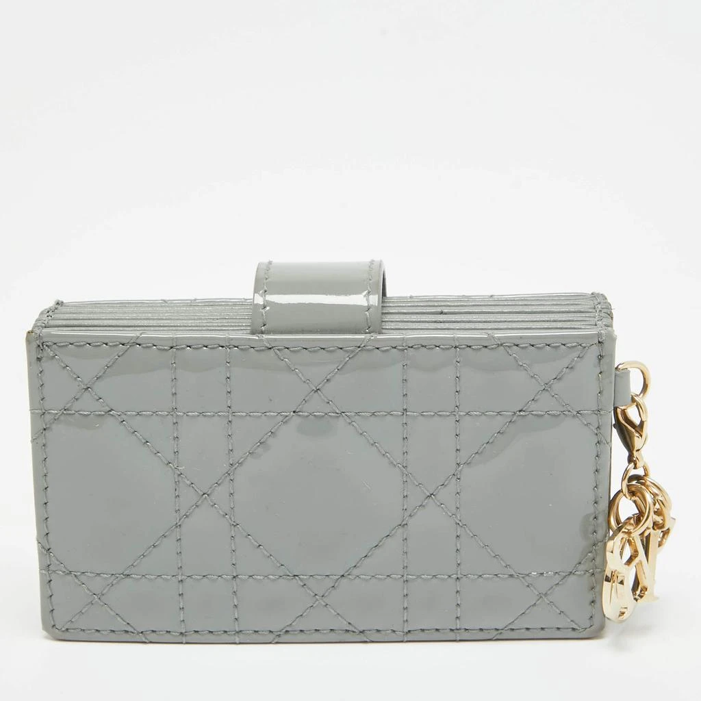 Dior Dior Grey Cannage Patent Leather Lady Dior 5 Gusset Card Holder 4