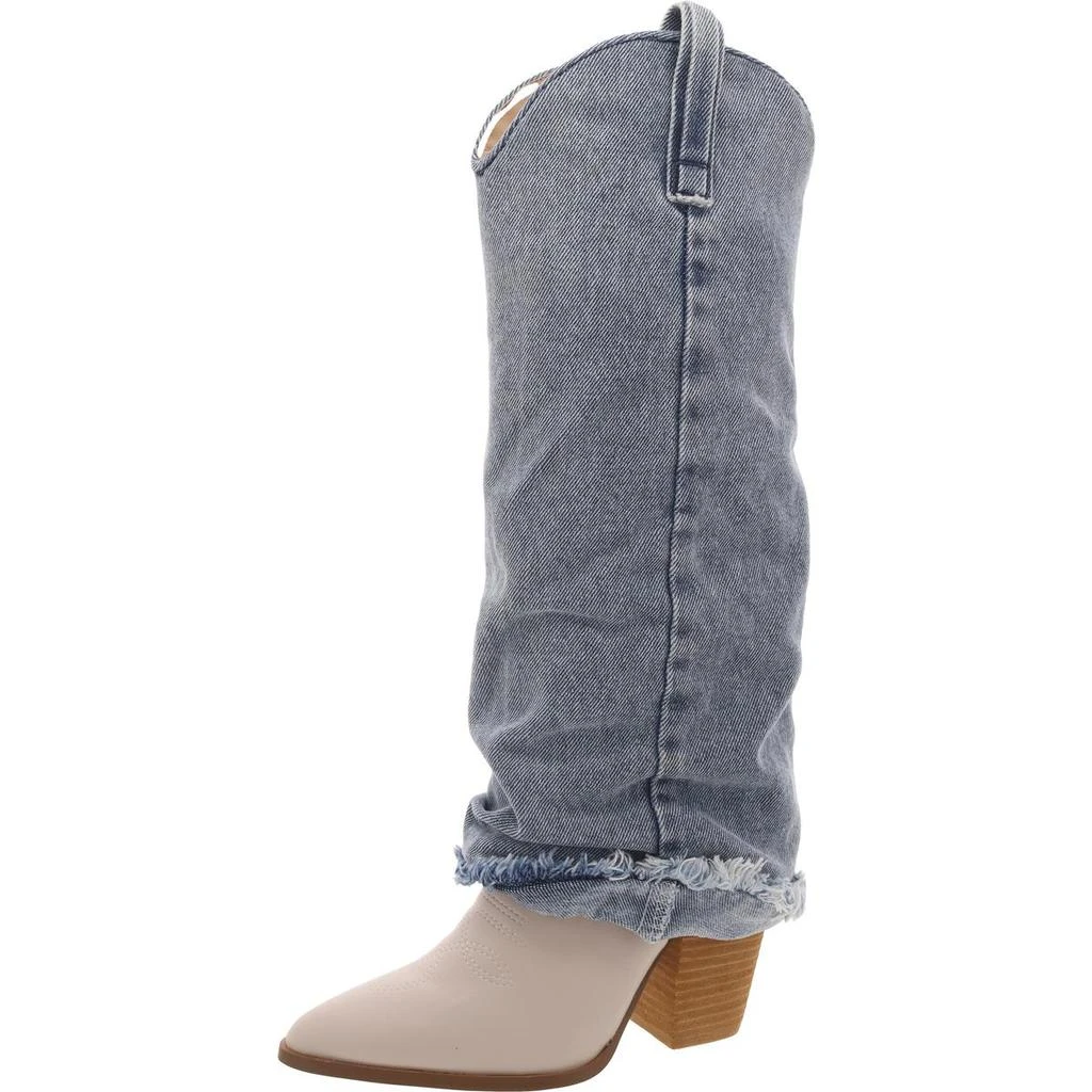 Steve Madden Lassy Womens Denim Block Heel Cowboy, Western Boots 1
