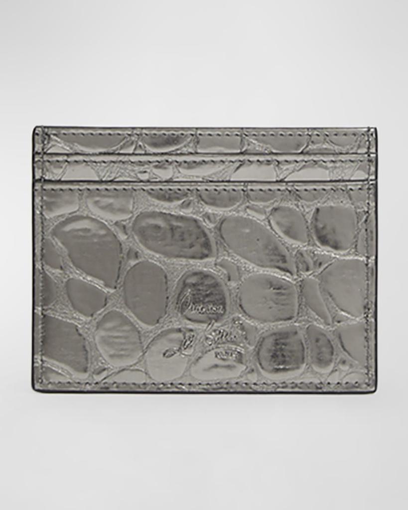 Christian Louboutin Loubi54 Card Holder in Croc-Embossed Leather