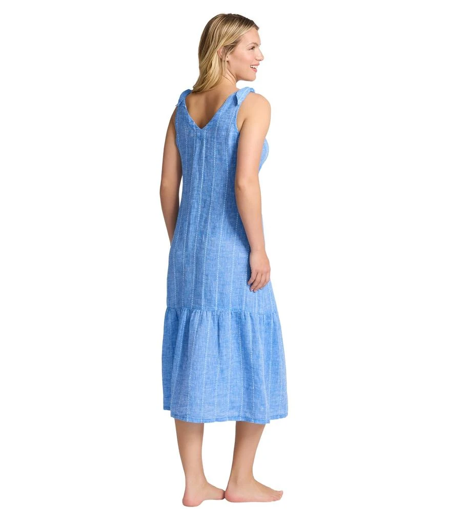 reia linen dress Roxy Beige and White Wave Trim Linen Dress – Thomas and Rye main image 1