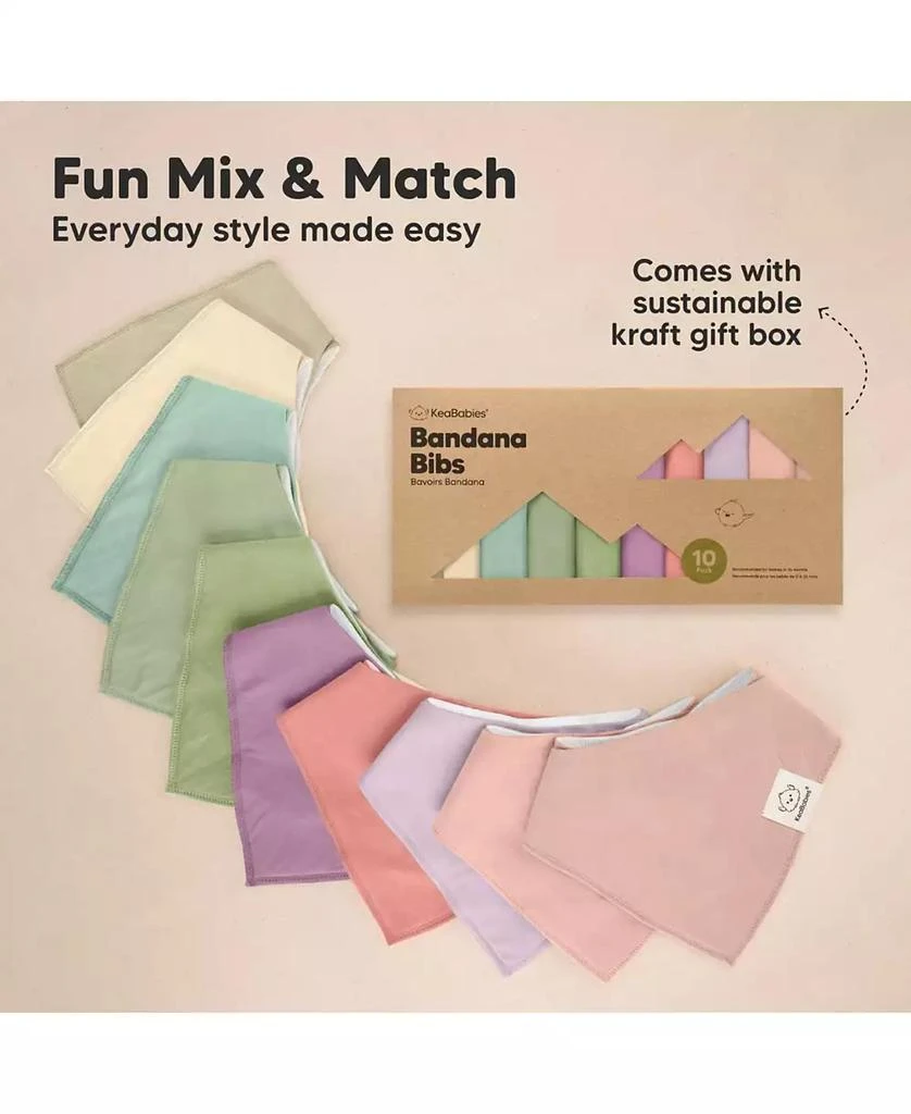 KeaBabies 10pk Baby Bandana Bibs, Cotton Baby Drool Bibs for Baby Boy, Girl, Baby Bibs for Infant, Newborn 9