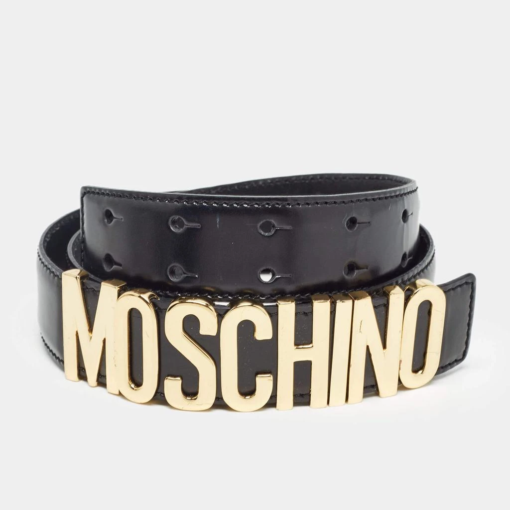 Moschino unisex logo buckle black leather belt Moschino Black Belt Bag – David Lawrence main image 3