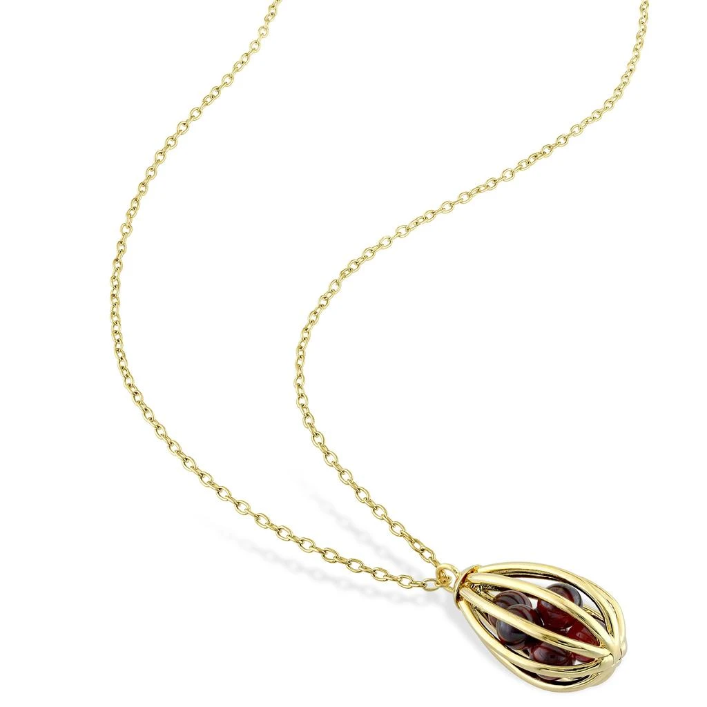 Mimi & Max 3 5/8 CT TGW Garnet Cage Pendant with Chain in Yellow Plated Sterling Silver 5