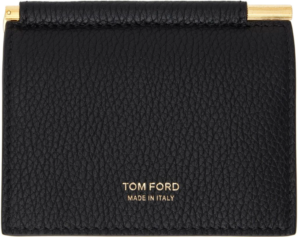 Tom Ford Black Small Grain Leather Money Clip Card Holder 1