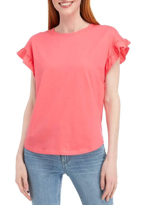 Crown & Ivy™ Ivy Womens Short Sleeve Ruffle T Shirt 1