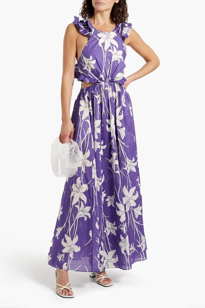 Zimmermann Ruffled cutout floral-print cotton-voile maxi dress 2