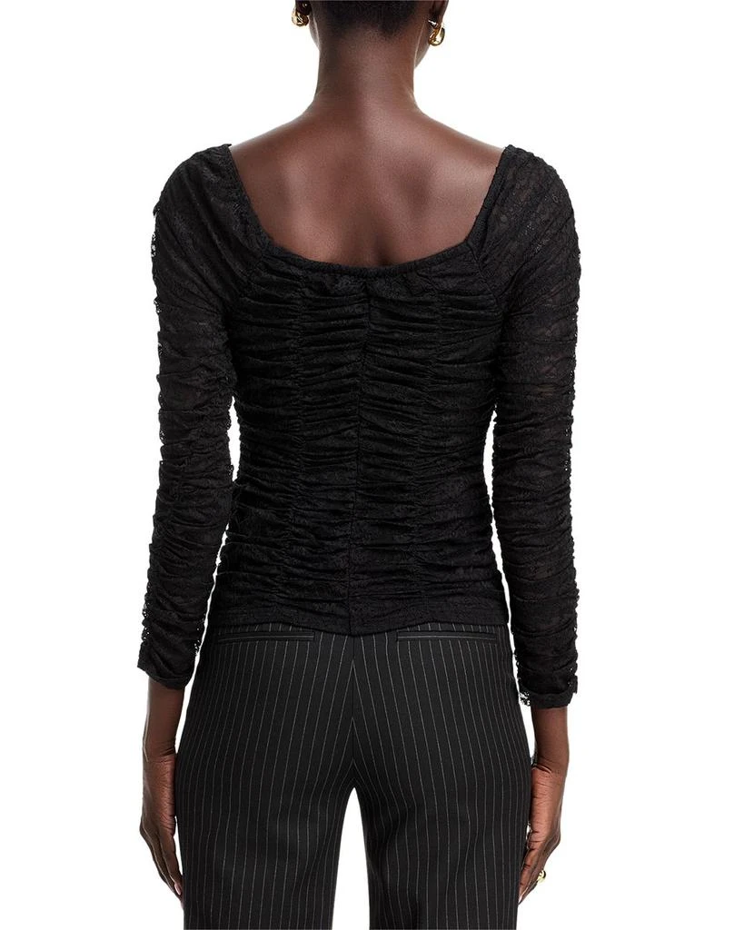 AQUA Mesh Lace Ruched Long Sleeve Top - Exclusive 3