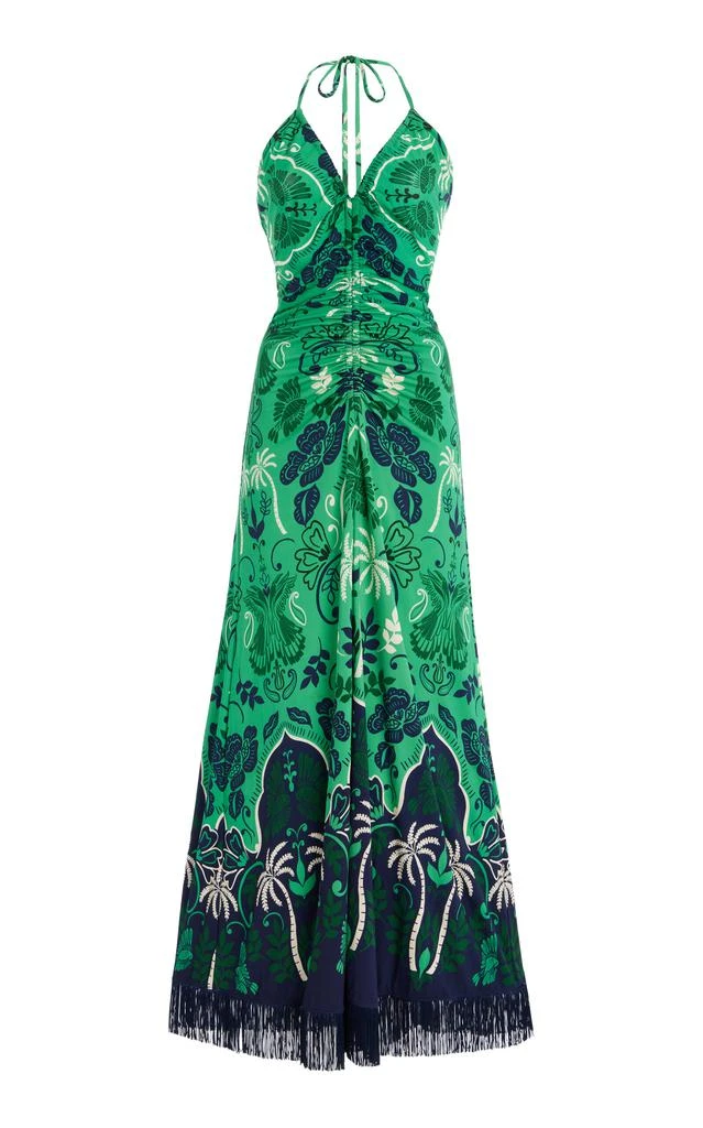 Cara Cara Cara Cara - Shelter Island Fringed Jersey Halter Midi Dress - Green - M - Moda Operandi 1