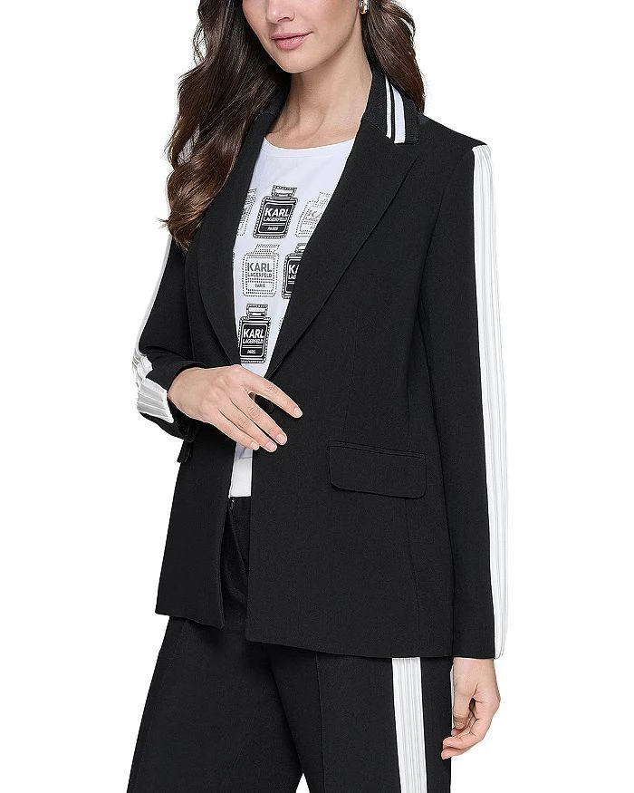 Karl Lagerfeld Paris Contrast Pleated Trim Blazer 1