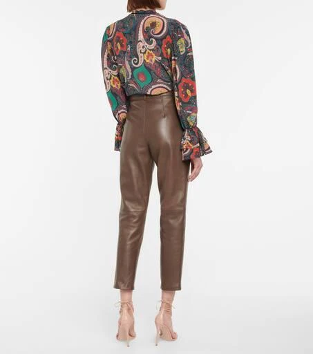 ETRO High-rise tapered leather pants 3