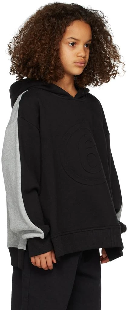 MM6 Maison Margiela Kids Black & Gray Contrast 6 Hoodie 3