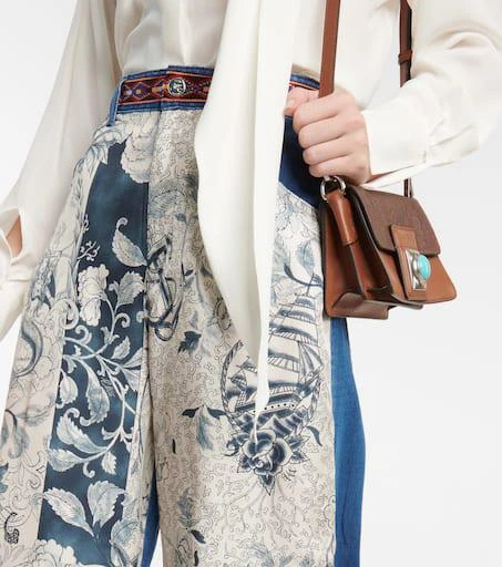ETRO Printed silk and denim culottes 4