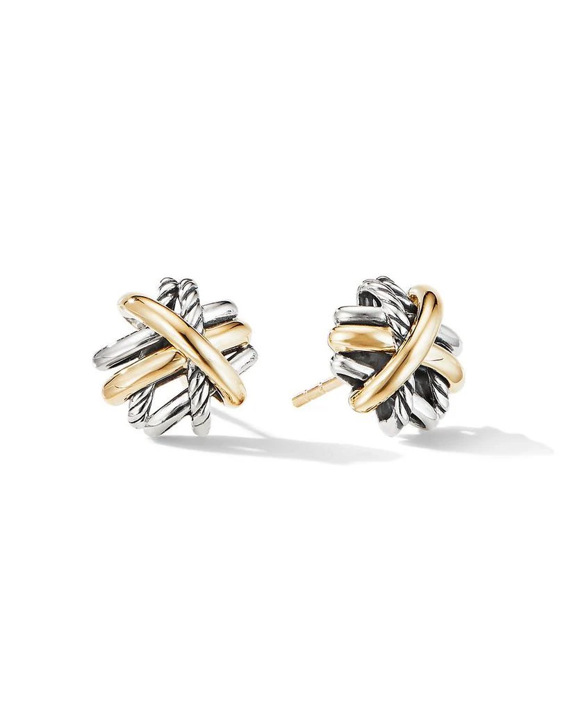 David Yurman Crossover Stud Earrings in Sterling Silver with 18K Yellow Gold, 11mm 4