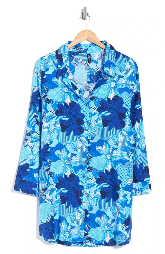 BOHO ME Floral Print Button-Up Cover-Up Shirt 3