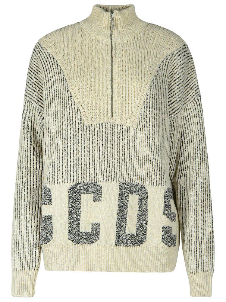 GCDS GCDS Ribbed Low Logo Zip Sweater