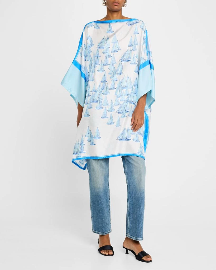 Rani Arabella Blue Boat Hand-Printed Silk Kaftcan 3