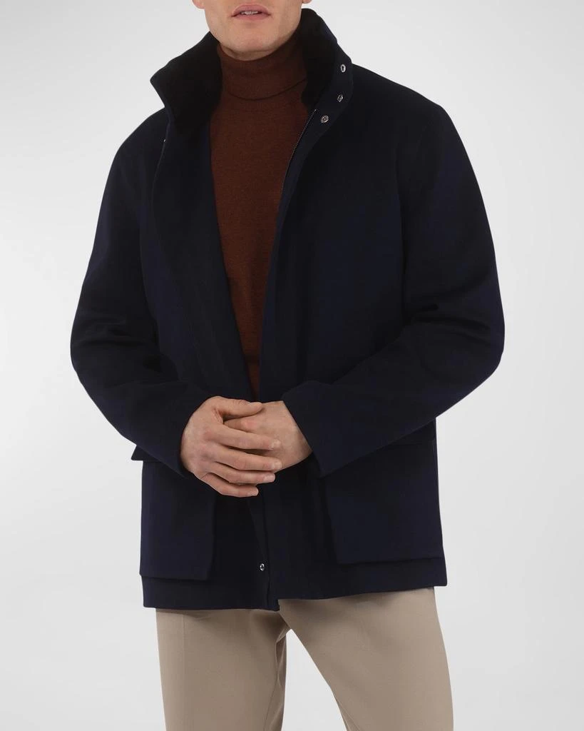 Gorski Men
s Loro Piana Wool Jacket with Detachable Lamb Shearling Collar 6