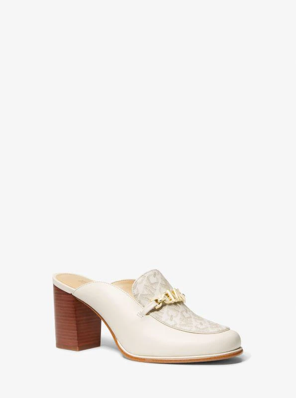 Michael Kors Tiffanie Leather and Empire Monogram Heeled Mule 1