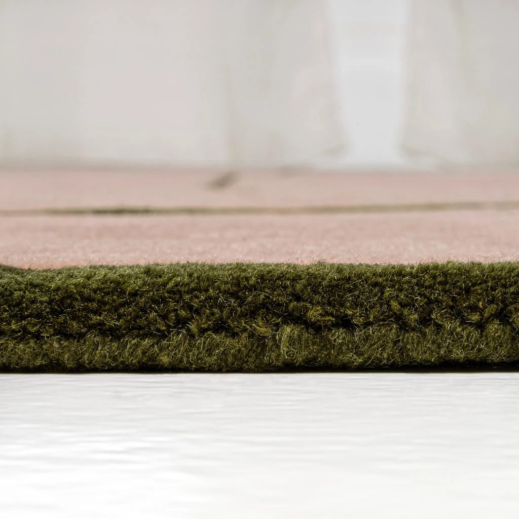 JONATHAN Y Mosaic Coastal Geometric Border Handwoven Wool Pink/Green Area Rug 5